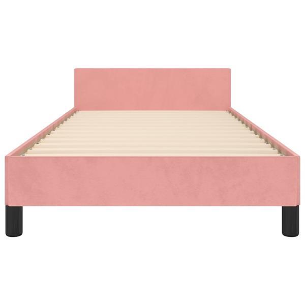 Grote foto vidaxl bedframe met hoofdeinde fluweel roze 90x200 cm huis en inrichting bedden