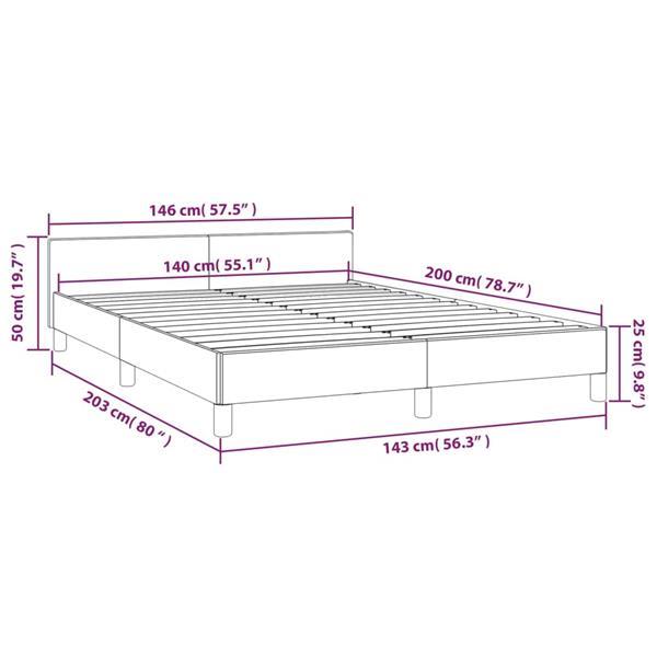 Grote foto vidaxl bedframe met hoofdbord kunstleer cr mekleurig 140x200 huis en inrichting bedden