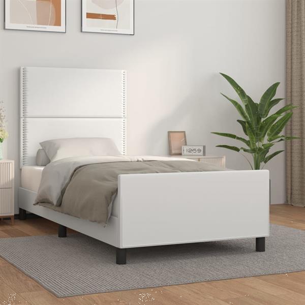 Grote foto vidaxl bedframe met hoofdbord kunstleer wit 90x190 cm huis en inrichting bedden