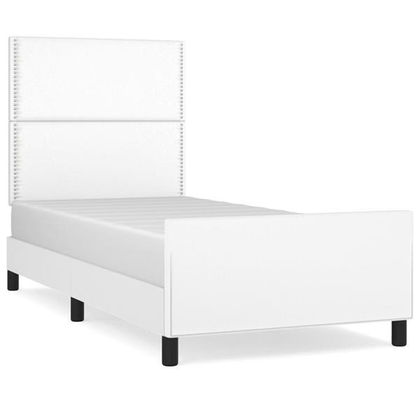 Grote foto vidaxl bedframe met hoofdbord kunstleer wit 90x190 cm huis en inrichting bedden