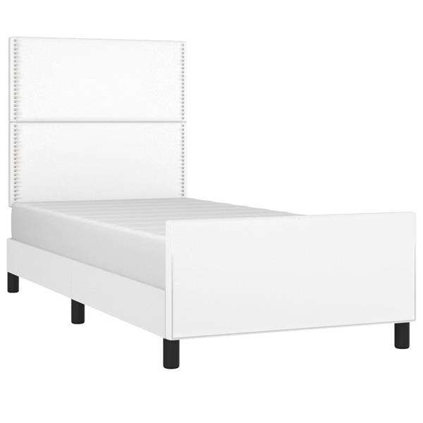 Grote foto vidaxl bedframe met hoofdbord kunstleer wit 90x190 cm huis en inrichting bedden