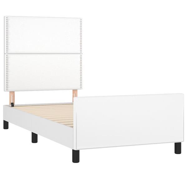 Grote foto vidaxl bedframe met hoofdbord kunstleer wit 90x190 cm huis en inrichting bedden