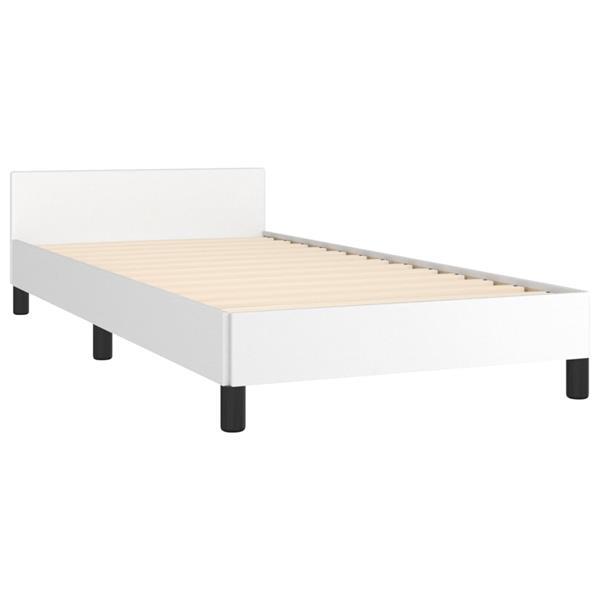 Grote foto vidaxl bedframe met hoofdbord kunstleer wit 90x190 cm huis en inrichting bedden