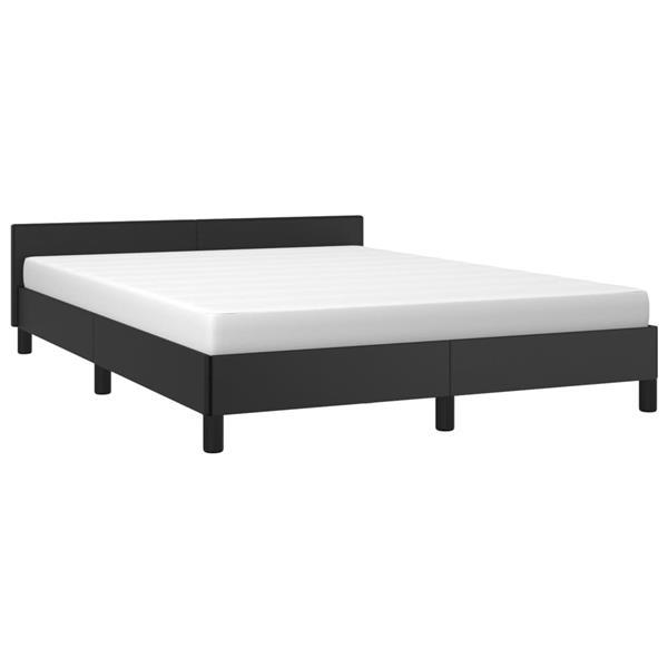 Grote foto vidaxl bedframe met hoofdeind kunstleer zwart 140x190 cm huis en inrichting bedden