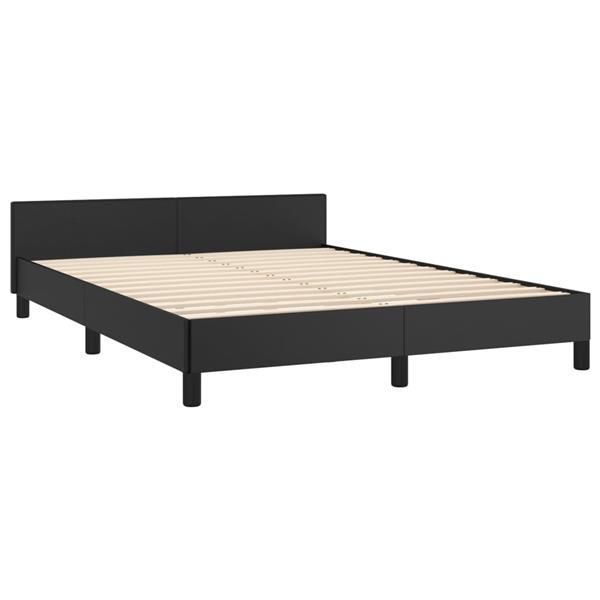 Grote foto vidaxl bedframe met hoofdeind kunstleer zwart 140x190 cm huis en inrichting bedden