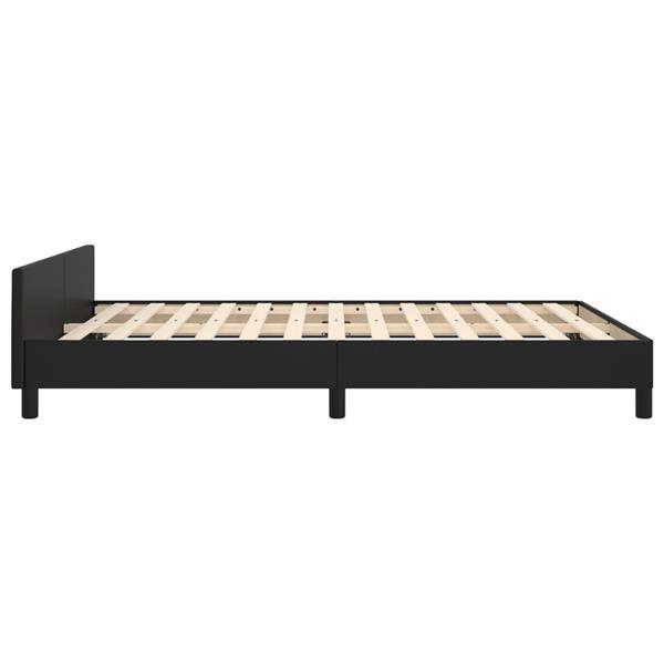 Grote foto vidaxl bedframe met hoofdeind kunstleer zwart 140x190 cm huis en inrichting bedden