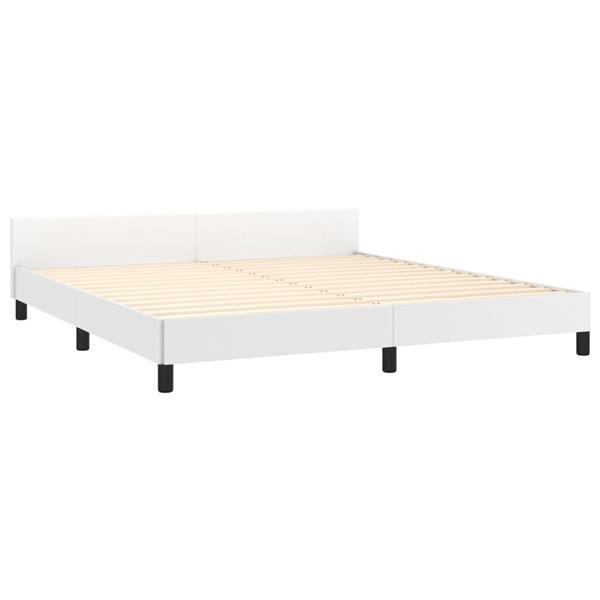 Grote foto vidaxl bedframe met hoofdbord kunstleer wit 180x200 cm huis en inrichting bedden