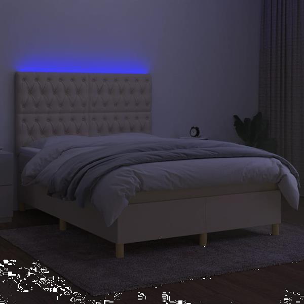 Grote foto vidaxl sommier tapissier avec matelas et led cr me 140x200 c huis en inrichting bedden