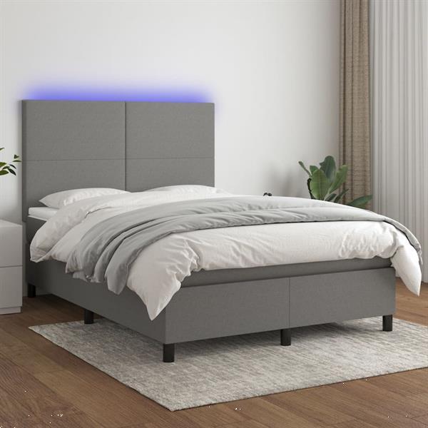 Grote foto vidaxl sommier tapissier et matelas et led gris fonc 140x20 huis en inrichting bedden