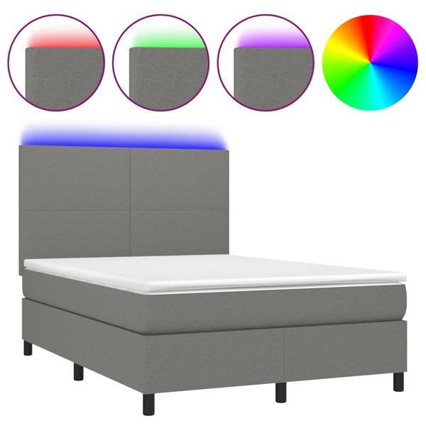 Grote foto vidaxl sommier tapissier et matelas et led gris fonc 140x20 huis en inrichting bedden