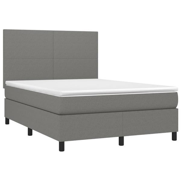 Grote foto vidaxl sommier tapissier et matelas et led gris fonc 140x20 huis en inrichting bedden