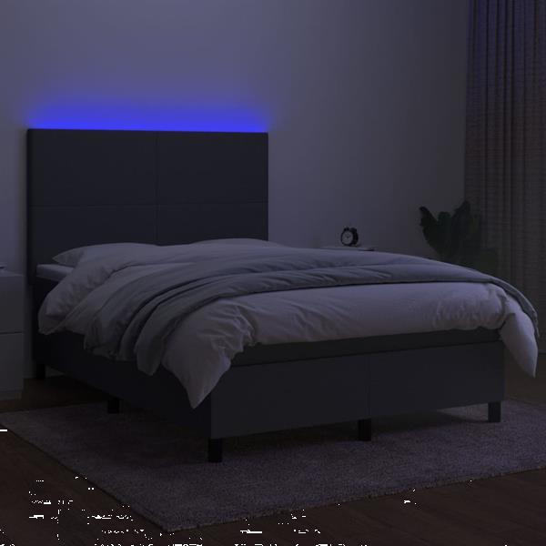 Grote foto vidaxl sommier tapissier et matelas et led gris fonc 140x20 huis en inrichting bedden