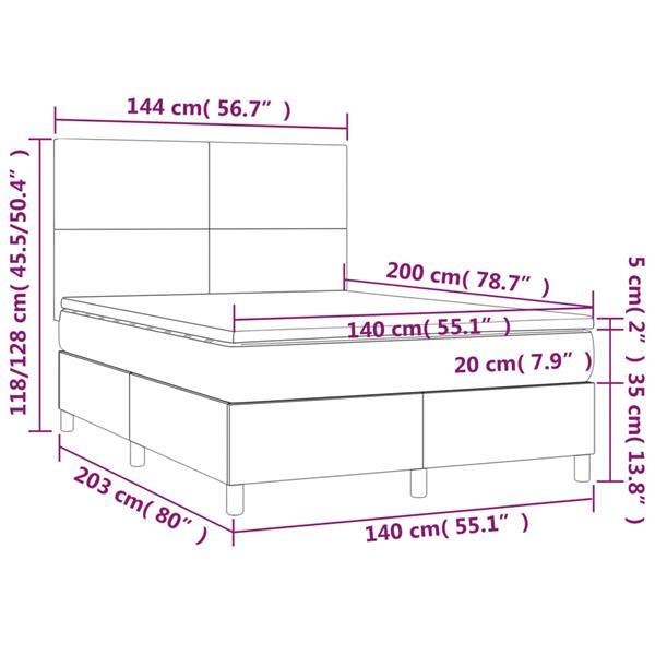 Grote foto vidaxl sommier tapissier et matelas et led gris fonc 140x20 huis en inrichting bedden