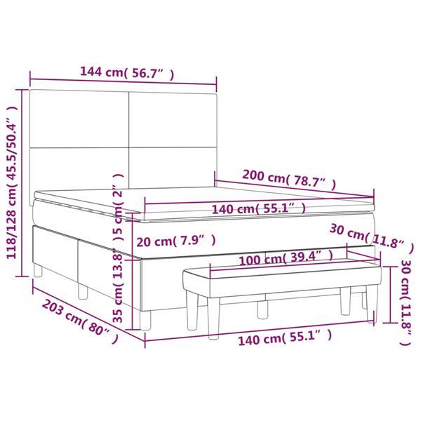 Grote foto vidaxl boxspring met matras stof donkergrijs 140x200 cm huis en inrichting bedden