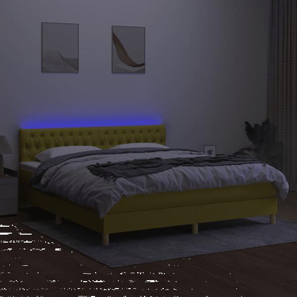 Grote foto vidaxl boxspring met matras en led stof groen 180x200 cm huis en inrichting bedden