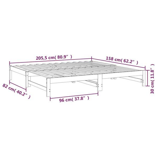 Grote foto vidaxl lit coulissant gris 2x 80x200 cm bois de pin massif huis en inrichting bedden