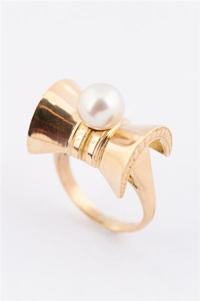 Grote foto gouden d mod retro ring met parel kleding dames sieraden