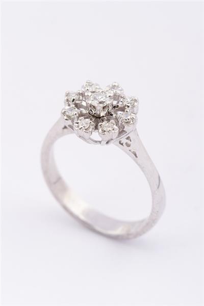 Grote foto entourage ring met een briljant en diamanten kleding dames sieraden