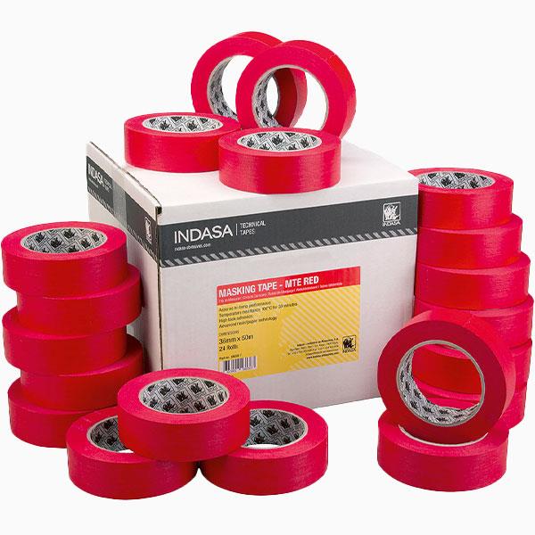 Grote foto indasa mte red afplaktape masking tape plakband 100 c hi temp assured performance masking tape doe het zelf en verbouw verven en sierpleisters