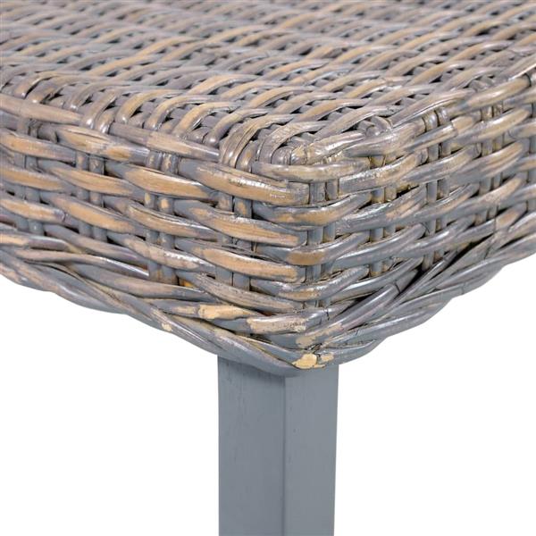 Grote foto vidaxl bankje 110 cm natuurlijk kubu rattan en massief mangohout grijs huis en inrichting stoelen