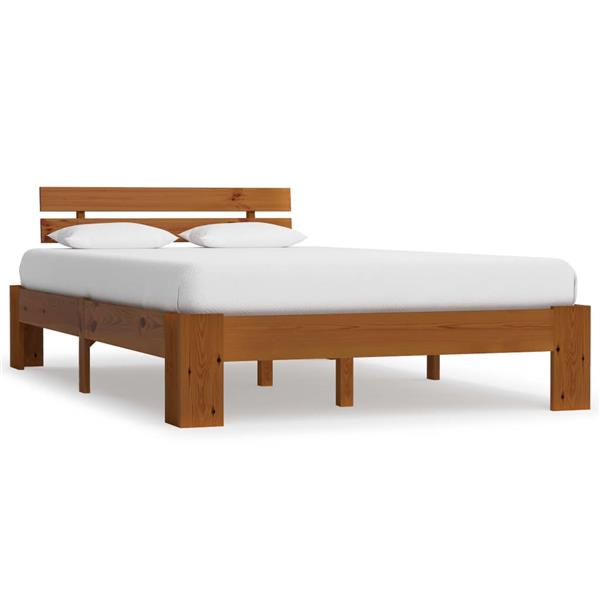 Grote foto vidaxl bedframe met hoofdbord grenenhout honingbruin 140x200 cm antiek en kunst stoelen en banken