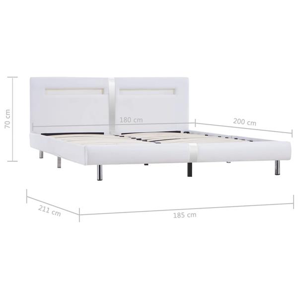 Grote foto vidaxl bedframe met led kunstleer wit 180x200 cm antiek en kunst stoelen en banken