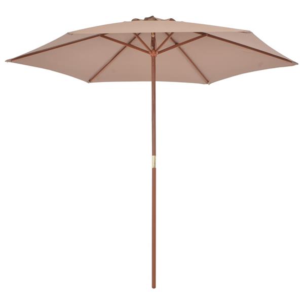 Grote foto vidaxl parasol met houten paal 270 cm taupe tuin en terras overige tuin en terras