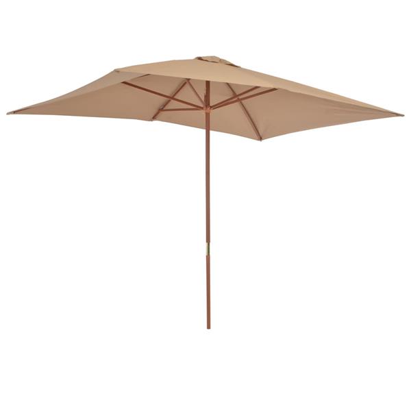 Grote foto vidaxl parasol met houten paal 200x300 cm taupe tuin en terras overige tuin en terras