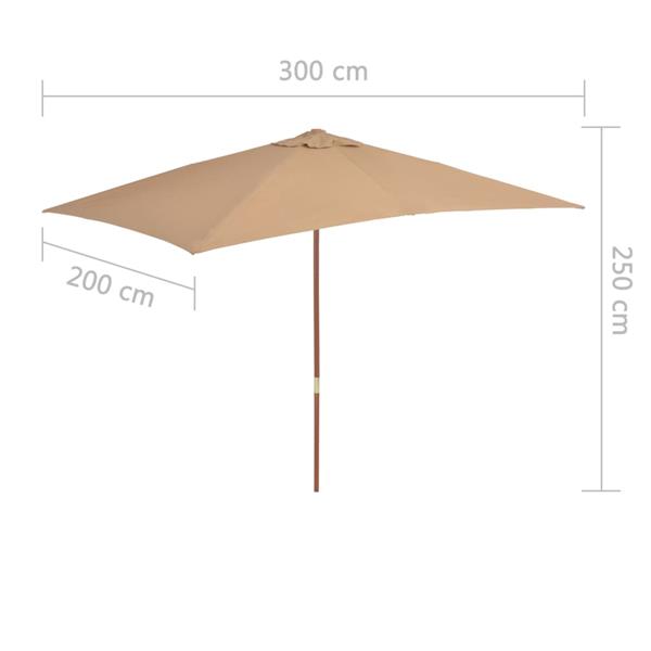 Grote foto vidaxl parasol met houten paal 200x300 cm taupe tuin en terras overige tuin en terras