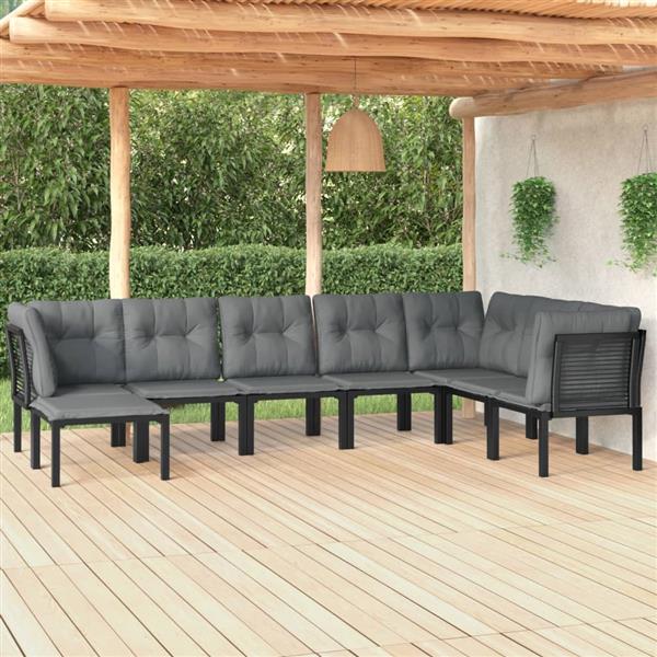 Grote foto vidaxl 8 delige loungeset poly rattan zwart en grijs tuin en terras tuinmeubelen