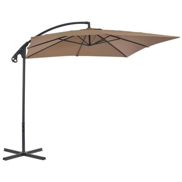 Grote foto vidaxl zweefparasol met stalen paal 250x250 cm taupe tuin en terras overige tuin en terras