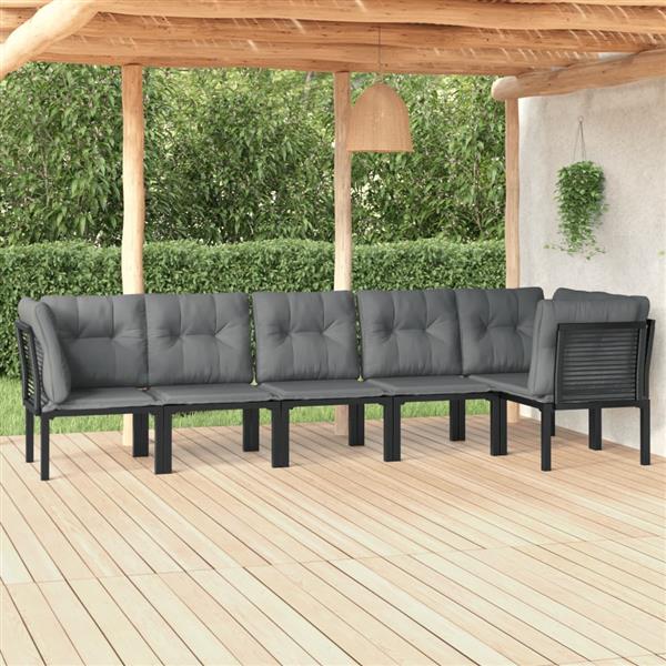 Grote foto vidaxl 6 delige loungeset poly rattan zwart en grijs tuin en terras tuinmeubelen