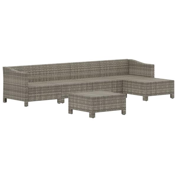 Grote foto vidaxl 6 delige loungeset met kussens poly rattan grijs tuin en terras tuinmeubelen