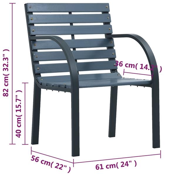 Grote foto vidaxl tuinstoelen 2 st hout grijs tuin en terras tuinmeubelen