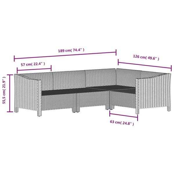 Grote foto vidaxl 5 delige loungeset met kussens poly rattan grijs tuin en terras tuinmeubelen