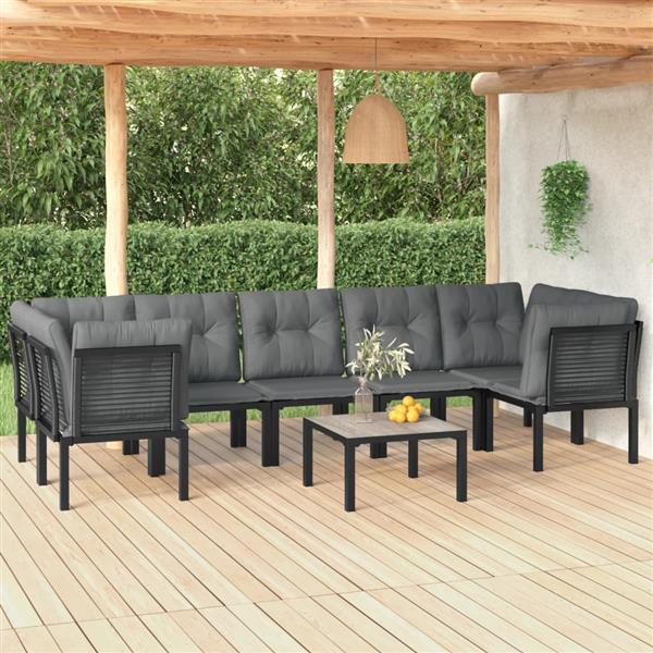 Grote foto vidaxl 8 delige loungeset poly rattan zwart en grijs tuin en terras tuinmeubelen