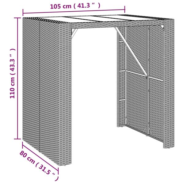 Grote foto vidaxl 5 delige tuinbarset poly rattan en massief acaciahout grijs tuin en terras tuinmeubelen