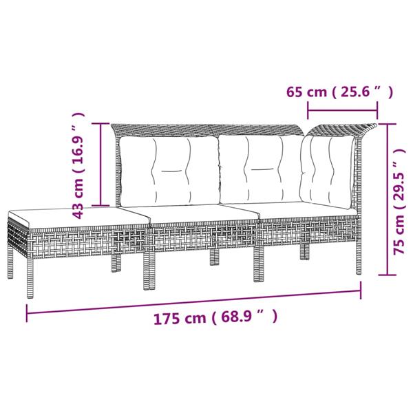 Grote foto vidaxl 7 delige loungeset met kussens poly rattan grijs tuin en terras tuinmeubelen