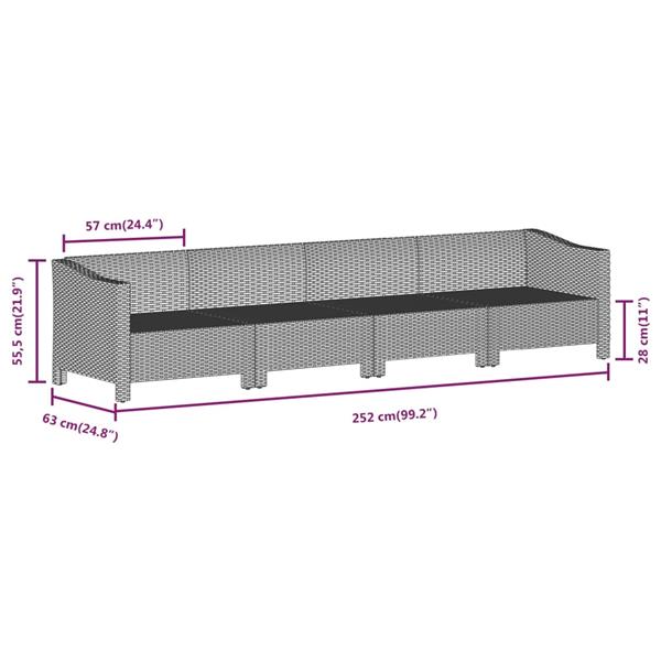 Grote foto vidaxl 5 delige loungeset met kussens poly rattan grijs tuin en terras tuinmeubelen