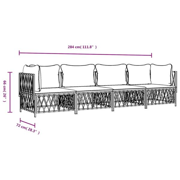 Grote foto vidaxl 4 delige loungeset met kussens staal antracietkleurig tuin en terras tuinmeubelen