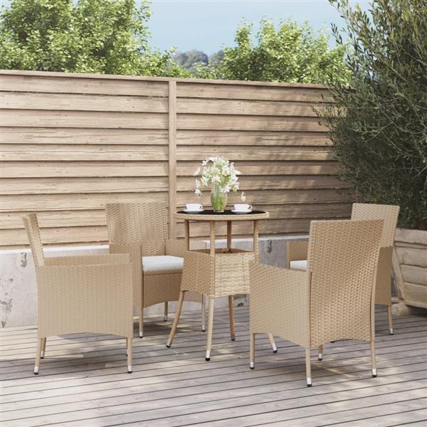 Grote foto vidaxl 5 delige bistroset met kussens poly rattan beige tuin en terras tuinmeubelen