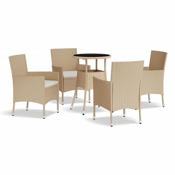 Grote foto vidaxl 5 delige bistroset met kussens poly rattan beige tuin en terras tuinmeubelen