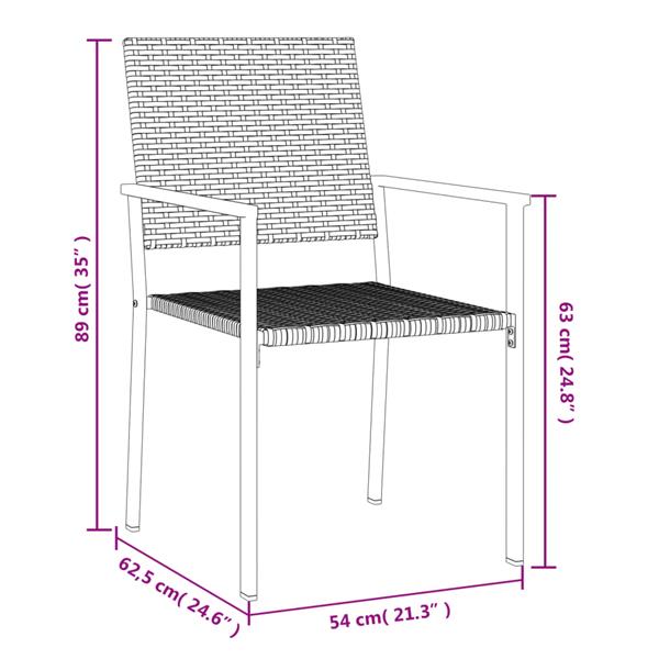 Grote foto vidaxl tuinstoelen 6 st 54x62 5x89 cm poly rattan zwart tuin en terras tuinmeubelen