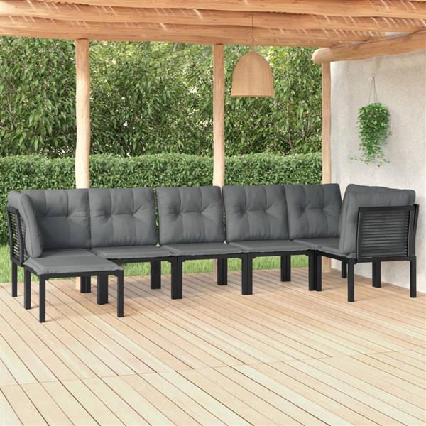 Grote foto vidaxl 7 delige loungeset poly rattan zwart en grijs tuin en terras tuinmeubelen