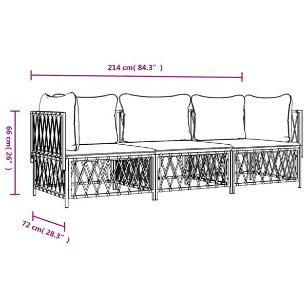 Grote foto vidaxl 3 delige loungeset met kussens staal antracietkleurig tuin en terras tuinmeubelen