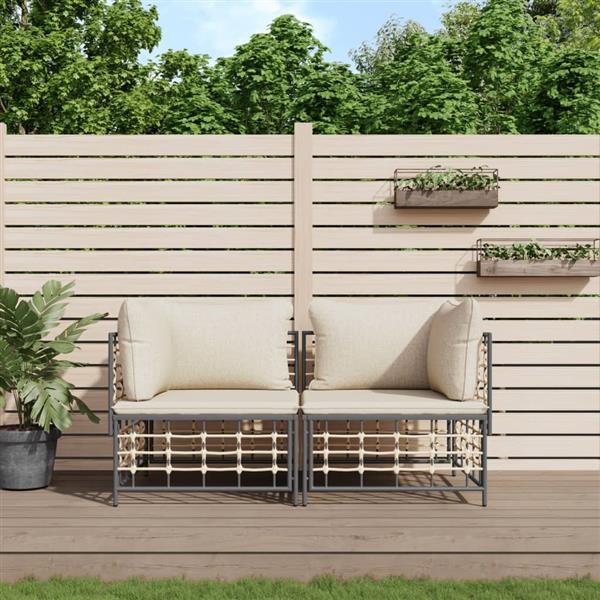 Grote foto vidaxl hoekbanken sectioneel met kussens 2 st poly rattan tuin en terras tuinmeubelen