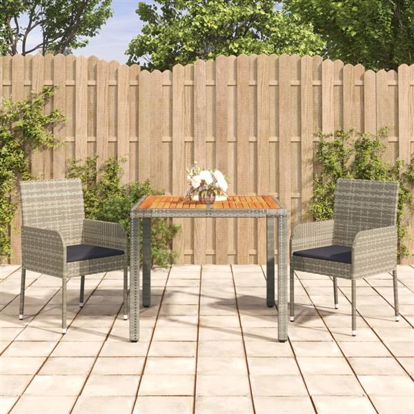 Grote foto vidaxl 3 delige tuinset met kussens poly rattan grijs tuin en terras tuinmeubelen