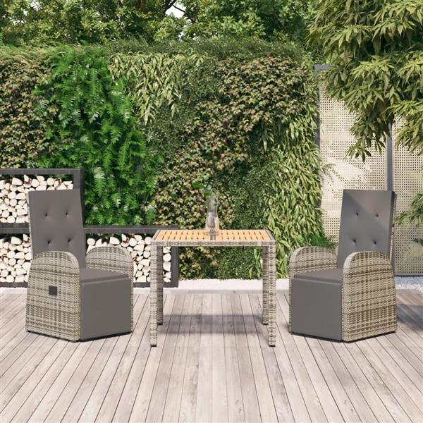 Grote foto vidaxl 3 delige tuinset met kussens poly rattan grijs tuin en terras tuinmeubelen