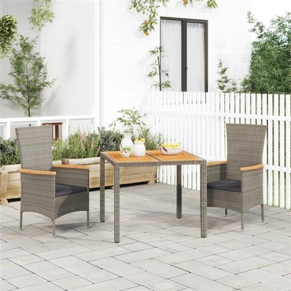 Grote foto vidaxl 3 delige tuinset met kussens poly rattan grijs tuin en terras tuinmeubelen