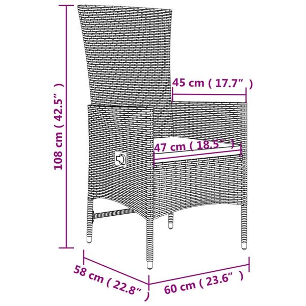 Grote foto vidaxl 3 delige loungeset poly rattan en staal beige tuin en terras tuinmeubelen